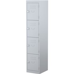 Steelco Steel Personnel Locker 4 Door 380W x 460D x 1830mmH Silver Grey