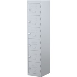 Steelco Steel Personnel Locker 6 Door 380W x 460D x 1830mmH Silver Grey