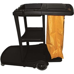 Cleanlink Janitors Trolley 3 Tier With Lid Black 