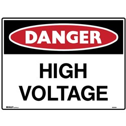 Brady Danger Sign High Voltage 600W x 450mmH Metal White/Red/Black