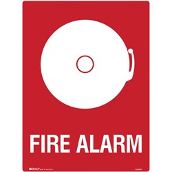 Brady Fire Sign Fire Alarm 450W x 600mmH Metal White/Red 