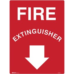 Brady Fire Sign Fire Extinguisher with Arrow 450x600mm Metal