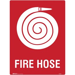 Brady Fire Sign Fire Hose 450W x 600mmH Polypropylene White/Red