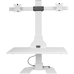 Ergovida Electric Desktop Sit-Stand Dual Monitor Riser White