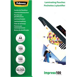 Fellowes Laminating Pouch A4 100 Micron Gloss Pack Of 100