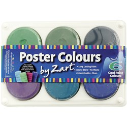 Zart Poster Colours Paint Assorted Cool Colours Pack of 6