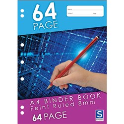 Sovereign Binder Book A4 8mm Ruled 7 Hole Punched 64 Page  