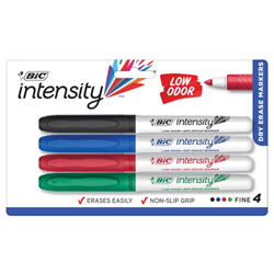 Bic Intensity Low Odour Whiteboard Marker Fine Bullet Tip - Multi Pack 4