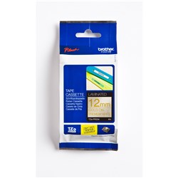 Brother TZE-PR234 Glitter Tape 12mm x 8m Gold On White  