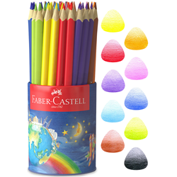 Faber-Castell Junior Triangular Colour Pencils Assorted - Cup of 50 Inc 10 colours