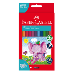 Faber-Castell Jumbo Classic Colour Pencils Assorted - Pack of 12 Inc 1 sharpener