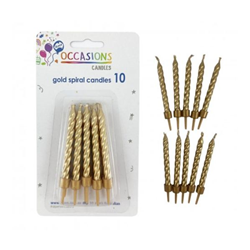 Alpen Candles B Day Spiral Gold 10 Pk