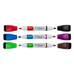 Faber-Castell Bi-Colour Magnetic Whiteboard Markers Assorted - Pack of 4