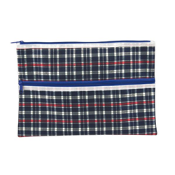 Celco Pencil Case 375x264mm 2 Zip Tartan Asst