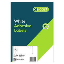 Celcast Labels Laser/Inkjet L7163 14UP 100 Sheet Pk