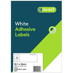 Celcast Labels Laser/Inkjet L7162 16UP 100 Sheet Pk