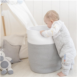 Cotton Rope Hamper White and Grey