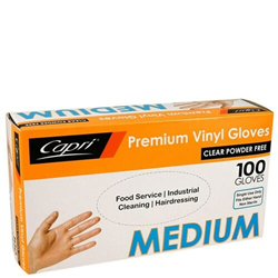 Powder Free Clear Vinyl Gloves Medium Pack 100