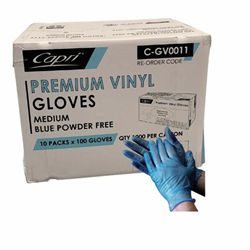 Powder Free Blue Vinyl Gloves Medium Carton 1,000