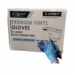 Powder Free Blue Vinyl Gloves X Large Carton 1,000