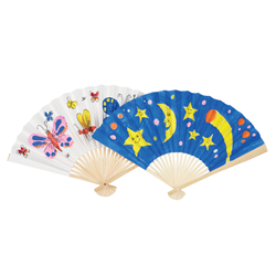 Wooden Paper Fans 10 Pack