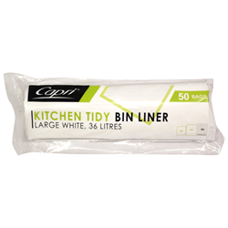 Bin Liners On Roll Kitchen Tidy White 36 Litres Pkt 50