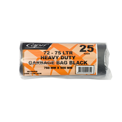 Garbage Bin Liners On Roll All Purpose Black 72-75 Litres Ctn 250