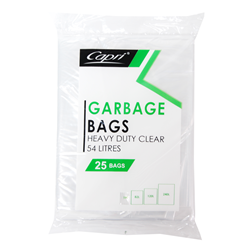 Garbage Bin Liners Heavy Duty Flat Pack Clear 54 Litres Ctn 250