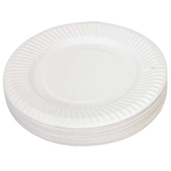 Paper Plate Uncoated White 230 mm Pkt 50