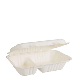 Clamshell Snack Box Natural Fibre Snack 2 Compartments White Large Ctn 250