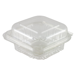 Hinged Lid Container Fresh View Burger Recycled Pet Clear Small Ctn 250