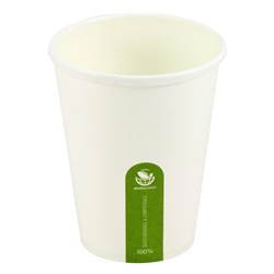 Paper Coffee Cup Biodegrdable & Compostable Single Wall White 12 Oz Pkt 50