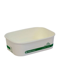 Rectangular Container Paperboard PLA Lined White 650ml Pkt 50