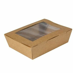 Lunch Box With Window Pla Lined Heavy Board Kraft Small Pkt 50