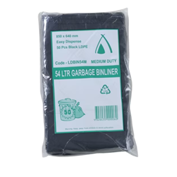 Garbage Bin Liners 54 Litre 50 Flat Pack