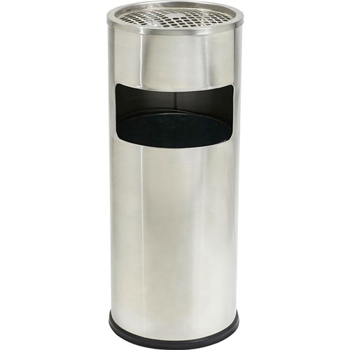 Metal Bins - Compass Cylindrical Lobby Bin with Ashtray 10 Litres ...